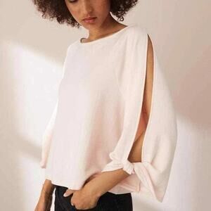 Lou & Grey Size Medium Split Sleeve Twisted Cuffs Top Pink